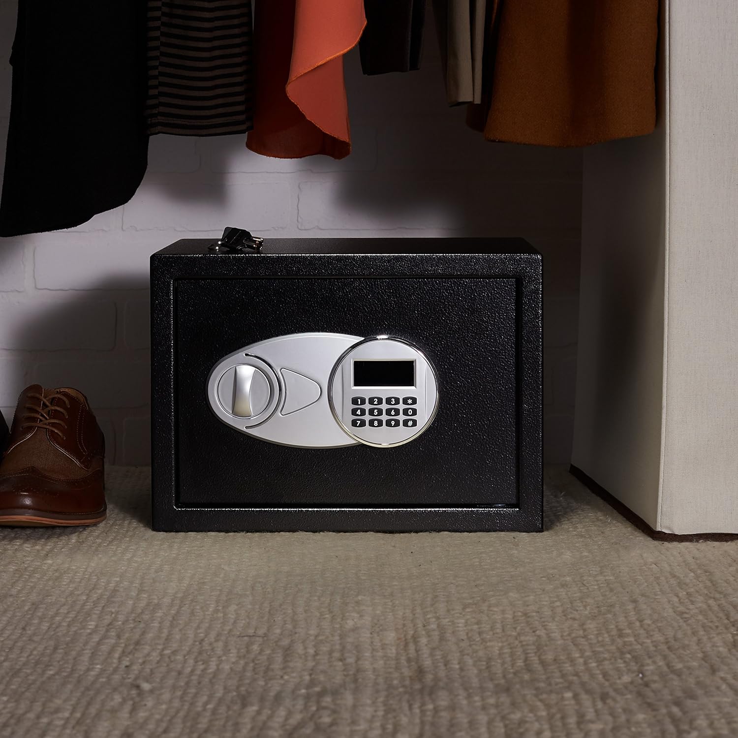 Basics Steel, Security Safe Lock Box, Black - 0.5 Cubic Feet - - 