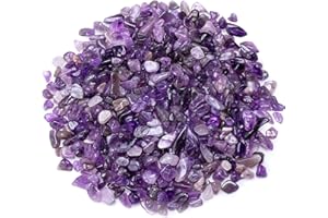 UFEEL 1LB Amethyst Tumbled Chips Stone Crushed Crystal Quartz Irregular Shaped Stones for Home Decorative Stones Vases Plants Succulents Cactus 1pound (About 460 Gram)
