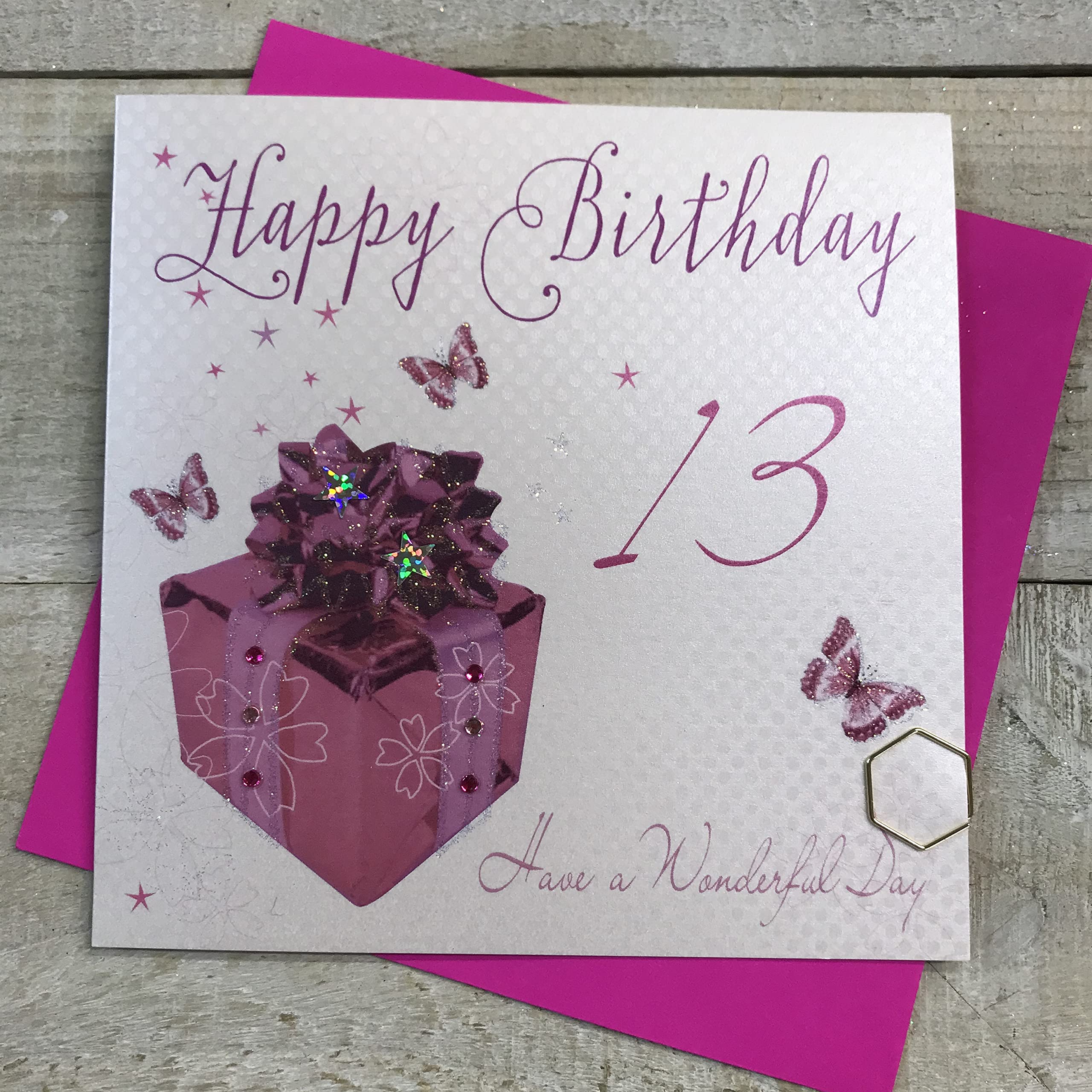White Cotton Cards Happy 13th Birthday Handmade Birthday Card, WBA13