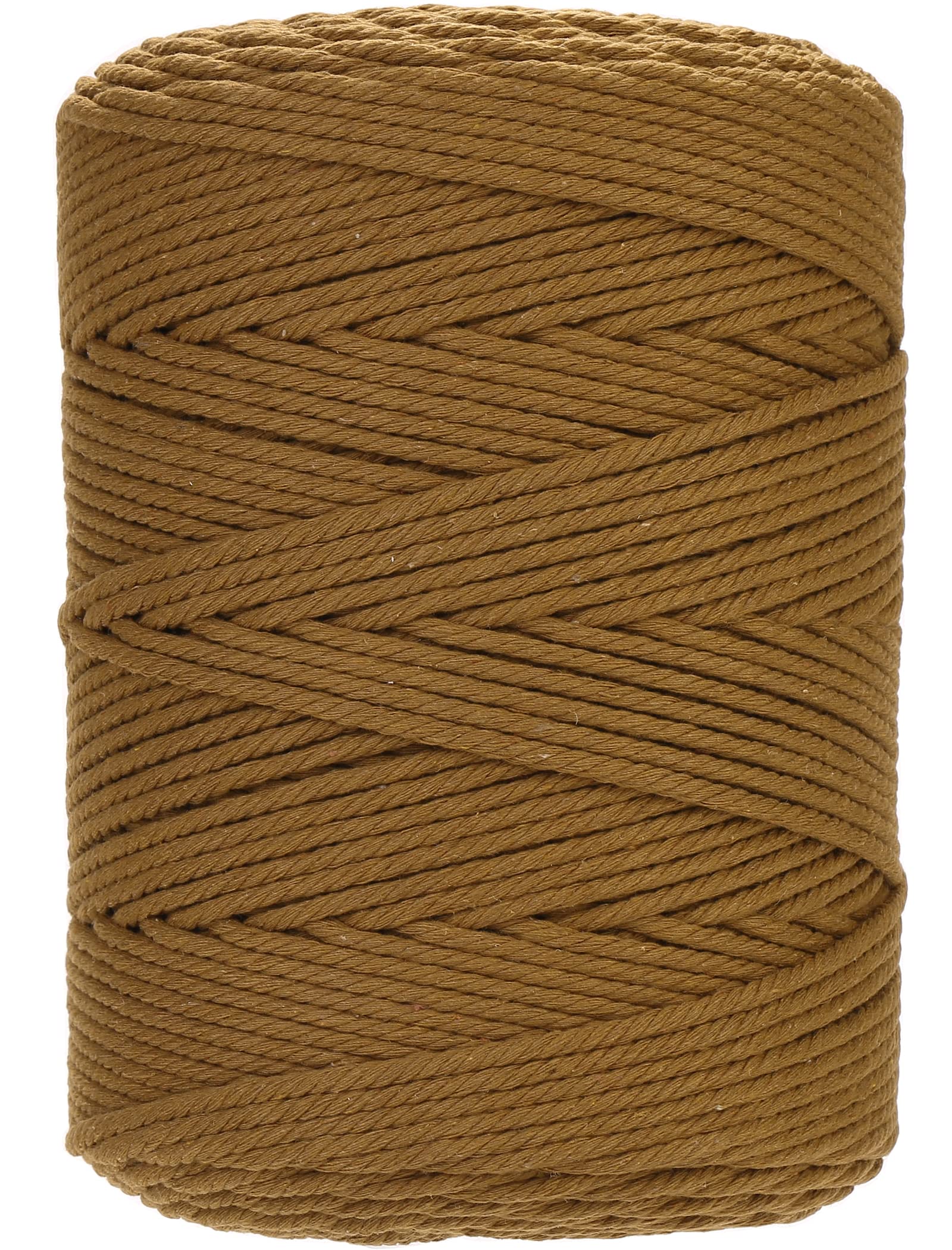 GOHOF Macrame Cord 4mm x 300m Premium Cotton Macrame Rope, 4 Strand Twisted Soft Cotton Cord, Perfect for Macrame Art, Caramel Colour