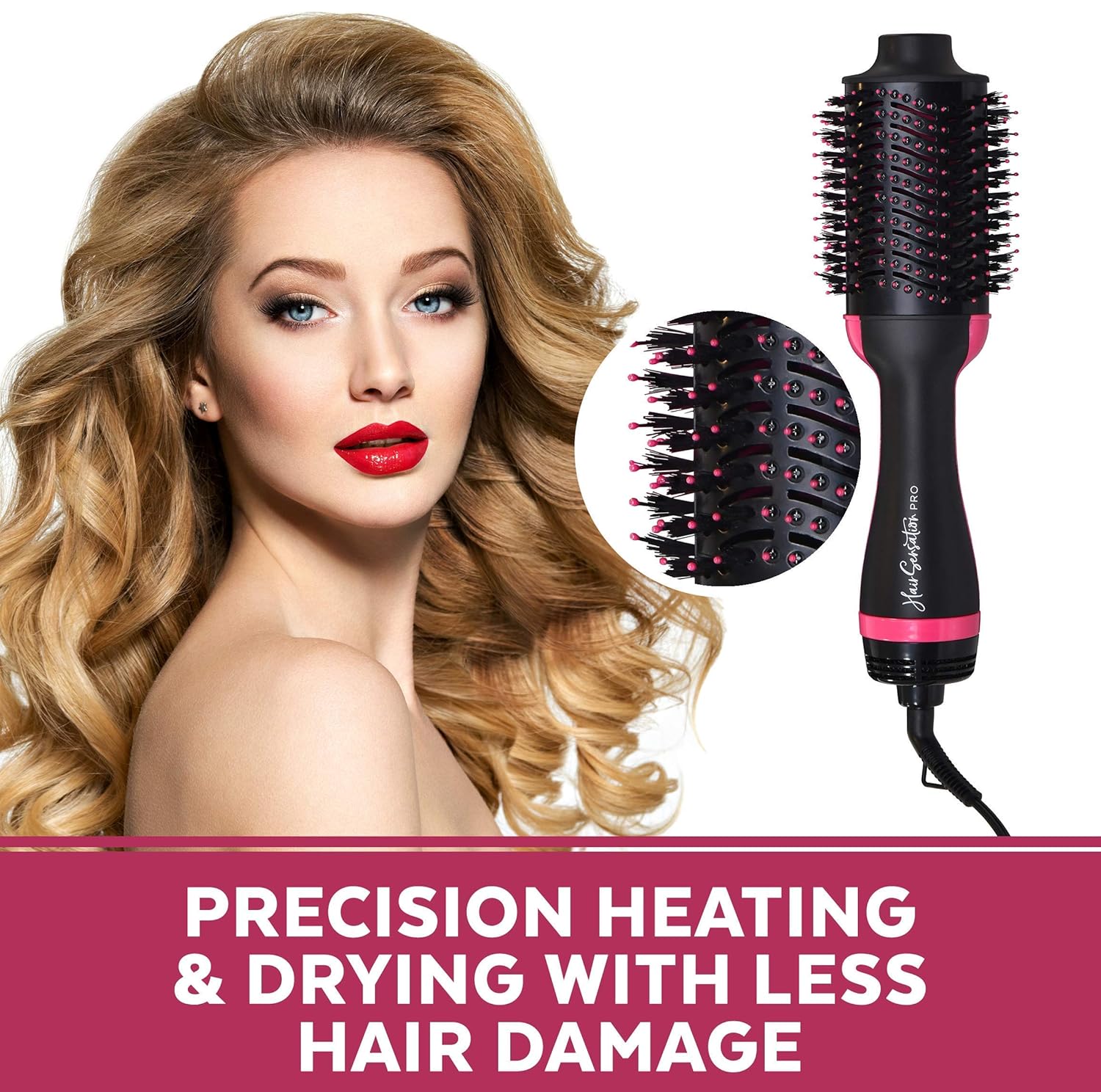 Hair Dryer Brush - Hot Air Brush with ION Generator, and Ceramic Coating for Fast Drying, Hair Dryer and Styler for Salon Diffuser Results, Perfect One Step Hair Dryer and Volumizer for All Hair Types : Beauty