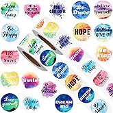 1000 Pieces Inspiring Planner Stickers Round Inspirational Quote Label Watercolor Motivational Encouraging Stickers Positive Words Seal Decals Adhesive for Phone, Book, Water Bottle, Envelope