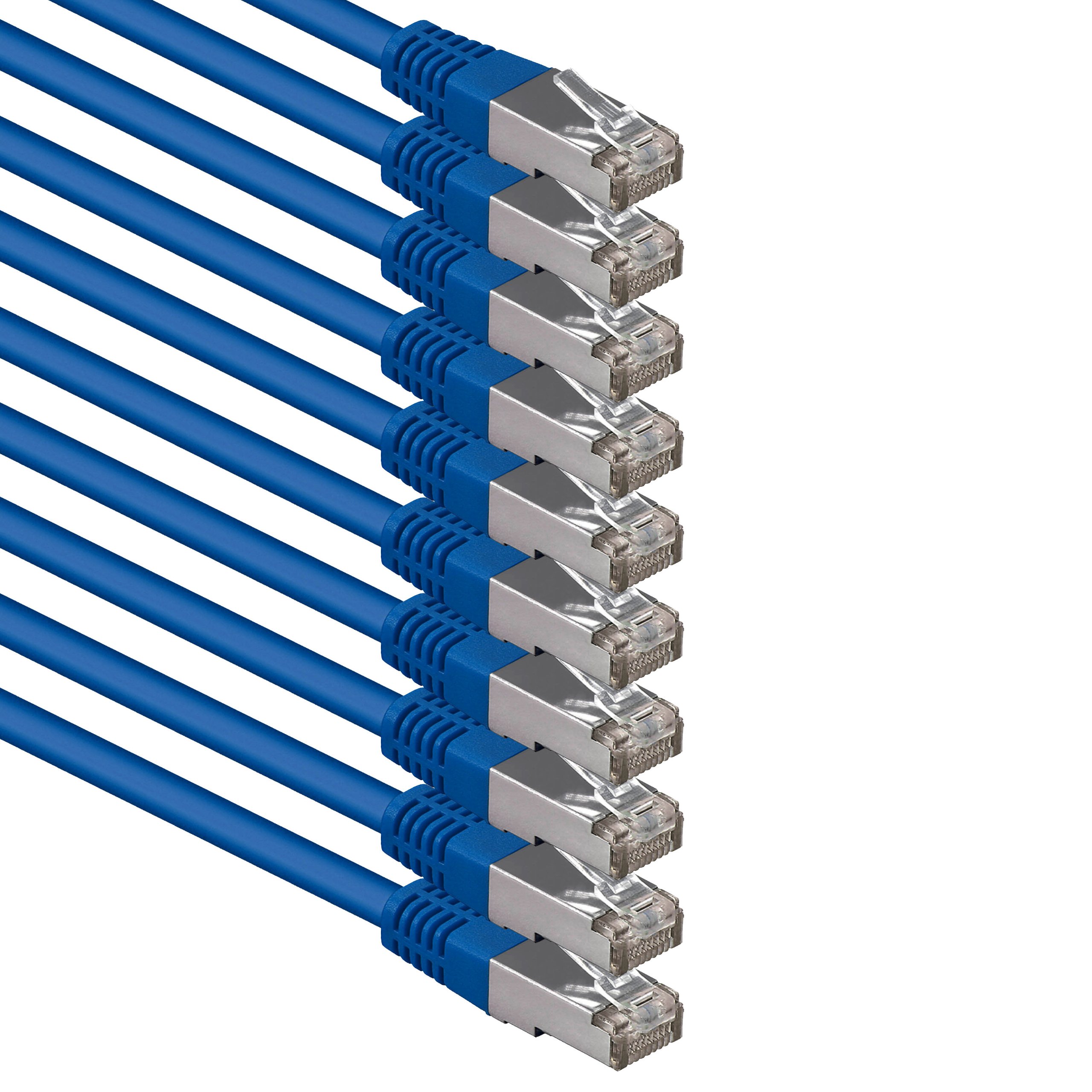 1aTTack.de 10 m blue - 10 pieces Cat.6 patch cable network cable CAT6 S-FTP Gigabit Lan PIMF CAT 6 copper CU halogen-free Internet DSL game console Smart TV
