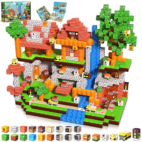 Magnetic Blocks - 150PCS Magnetic Building Blocks Road Forest Cubes Toys for Montessori Toddler Birthday Gifts -STEM Sensory Construction Toys for Kids Ages 3+ for Boy & Girl