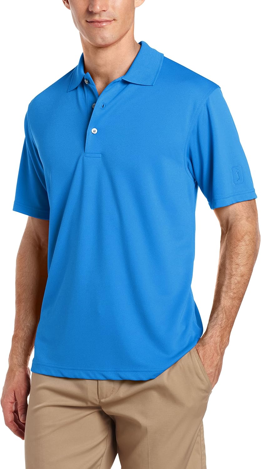 PGA TOUR Men's Airflux Short Sleeve Solid Polo-Shirts at  Men’s Clothing store
