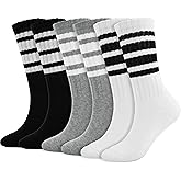 BomKinta Striped Crew Socks Women - Retro Novelty Socks - Stretchy Casual Athletic Cotton Gifts Sock Size 5-10