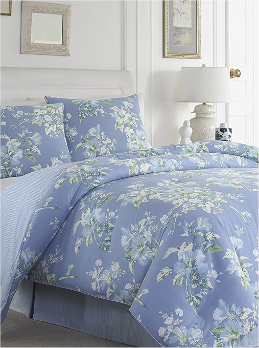 Laura Ashley Queen Comforter Set Spencer Periwinkle Amazon.co.uk