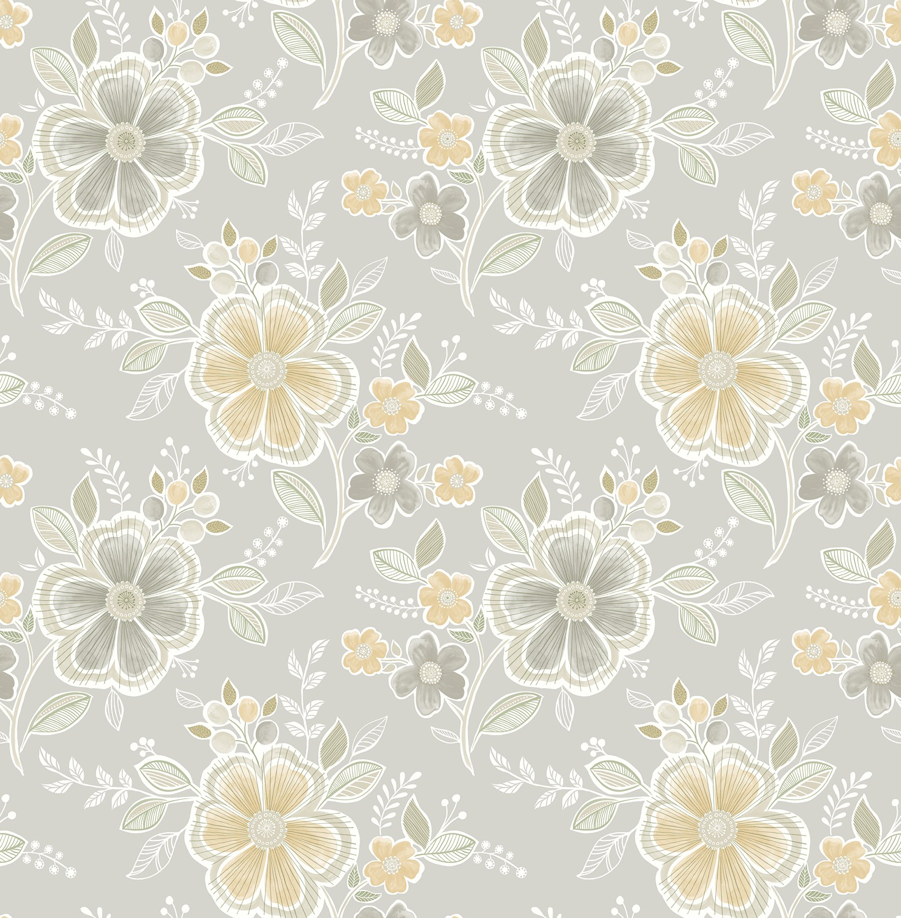 BHF FD22204 AMI "Chloe Neutral Floral" Wallpaper - Honey
