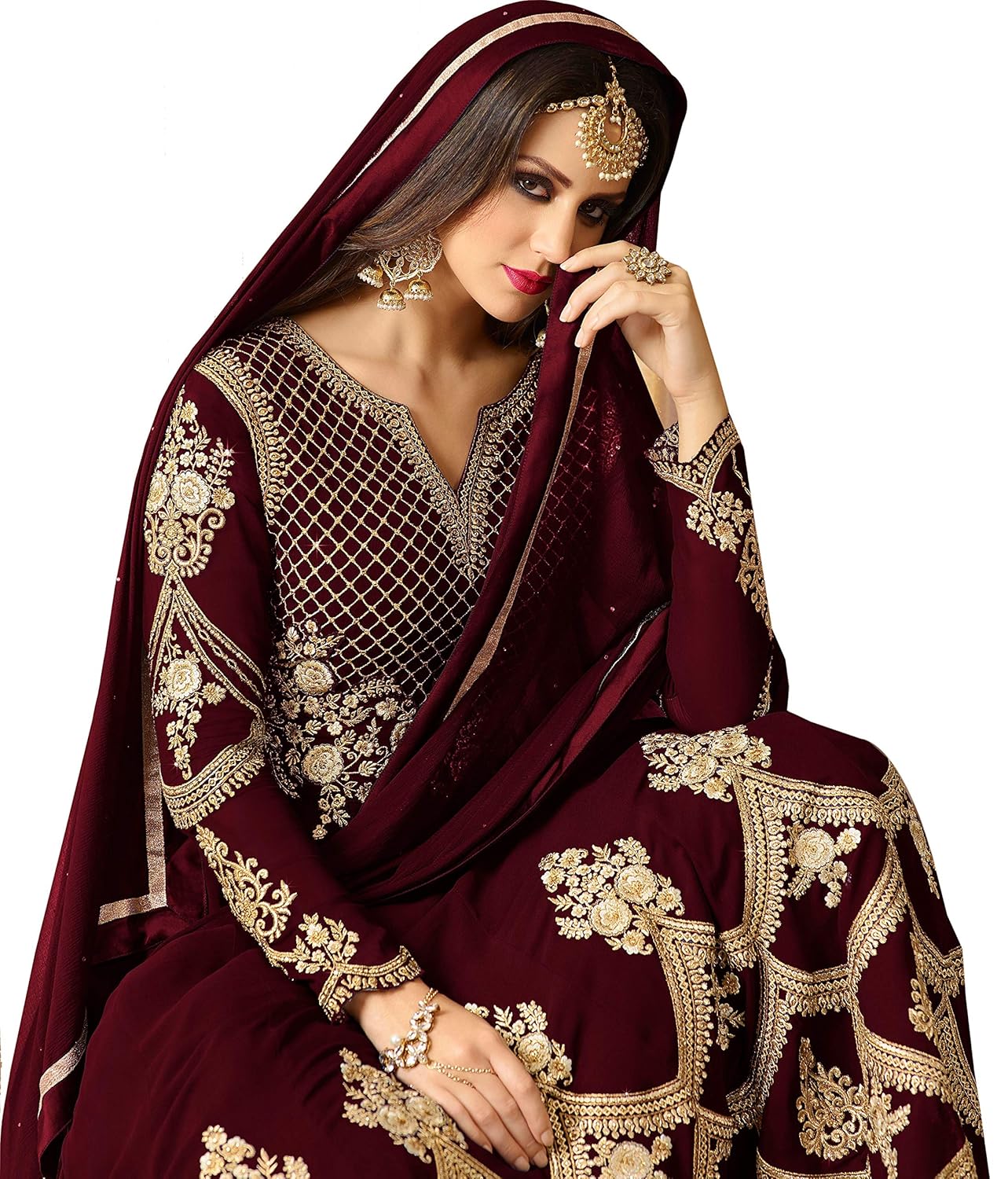 vastrang sarees women's faux georgette embroidered anarkali gown(6210_semi-stitched)