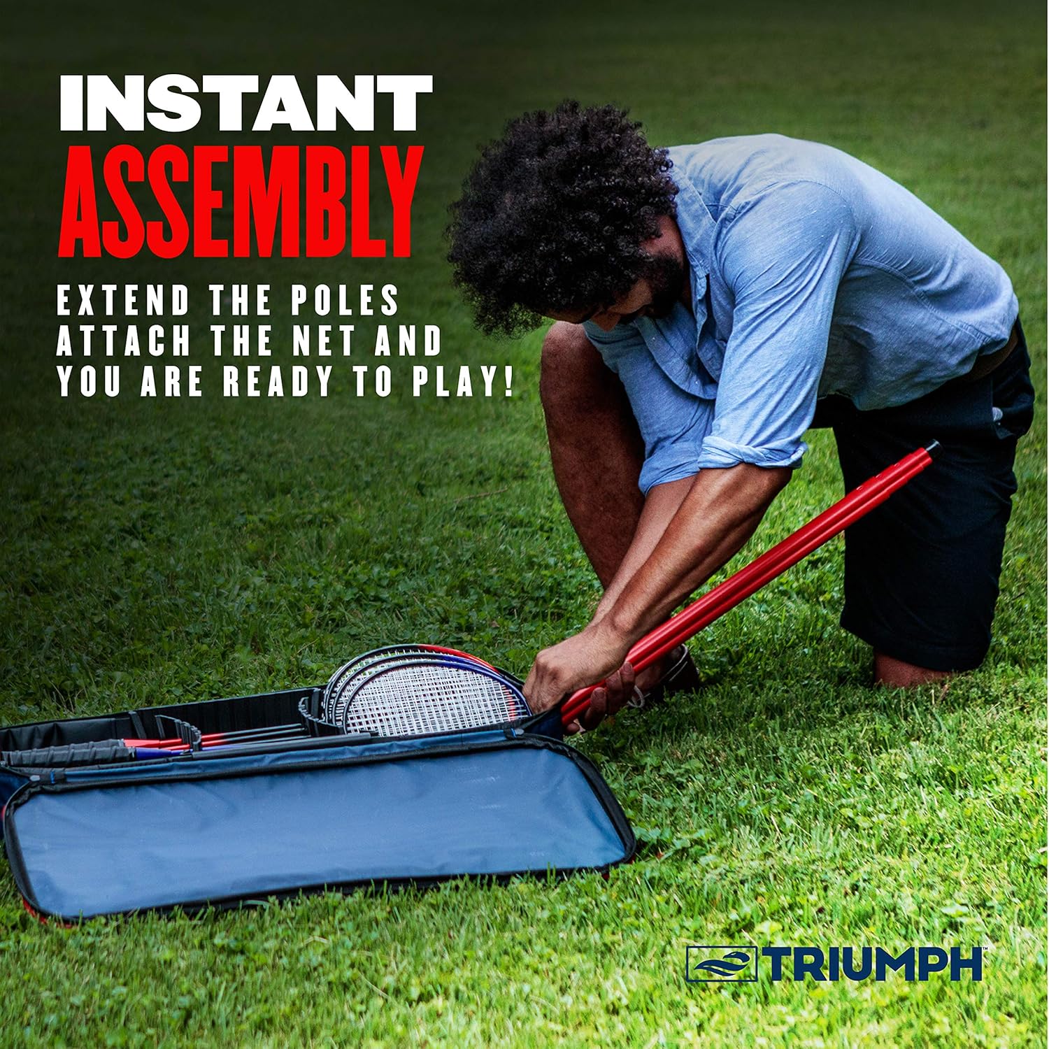 Triumph Sports Patriotic Portable Badminton Set with Freestanding Base Sets Up on Any Surface in Seconds – No Tools or Stakes Required, Multi : Sports & Outdoors