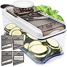 Adjustable Mandoline Slicer - 5 Blades - Vegetable Cutter, Peeler, Slicer, Grater & Julienne Slicer (Black)
