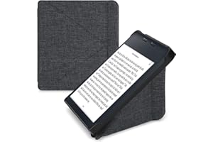 kwmobile Origami Case Compatible with Kobo Libra 2 - Slim Fabric Cover - Dark Grey