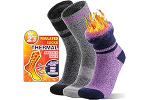 MOGGEI 3 Pairs Thermal Winter Socks for Women & Men Thick Extra Warm Insulated Ski Boot Socks for Cold Weather