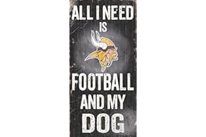Fan Creations NFL Football and Dog Wood Sign, Minnesota Vikings, Multicoloured