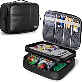 BUBM Double Layer Medium PU Sewing Storage Organizer, Black | Storage Case with Detachable Dividers for Sewing Kits &amp; Supplies, Bag Only