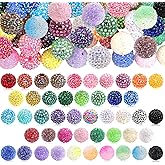 Kalolary 120PCS Pave Disco Ball Beads, 20mm Resin Rhinestone Loose Sparkly Bubblegum Chunky Round Beads for Jewelry Making DIY Craft Supplies (Multicolor)