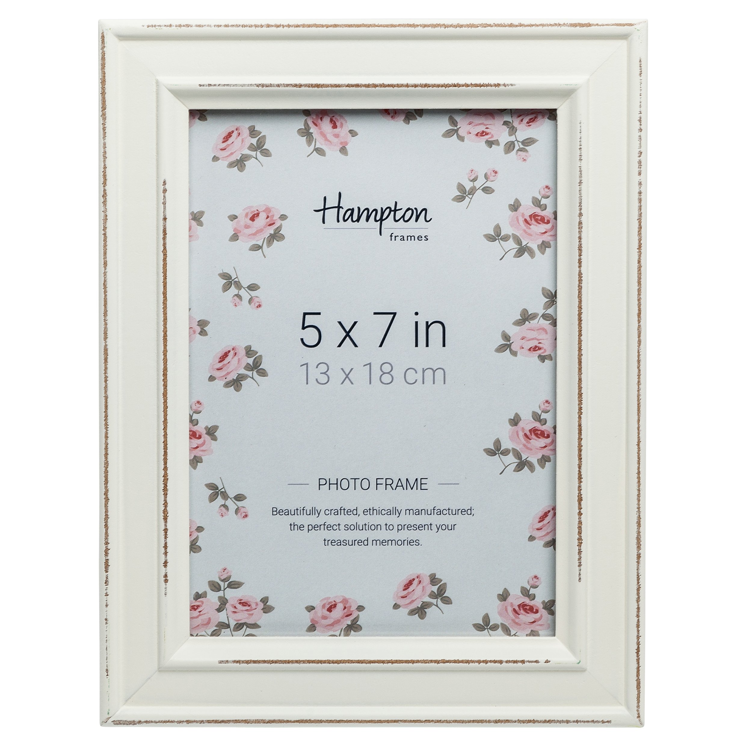 Hampton Frames PALOMA Distressed Shabby Chic Picture Photo Frame White 5x7 (13x18cm) PAL301957W