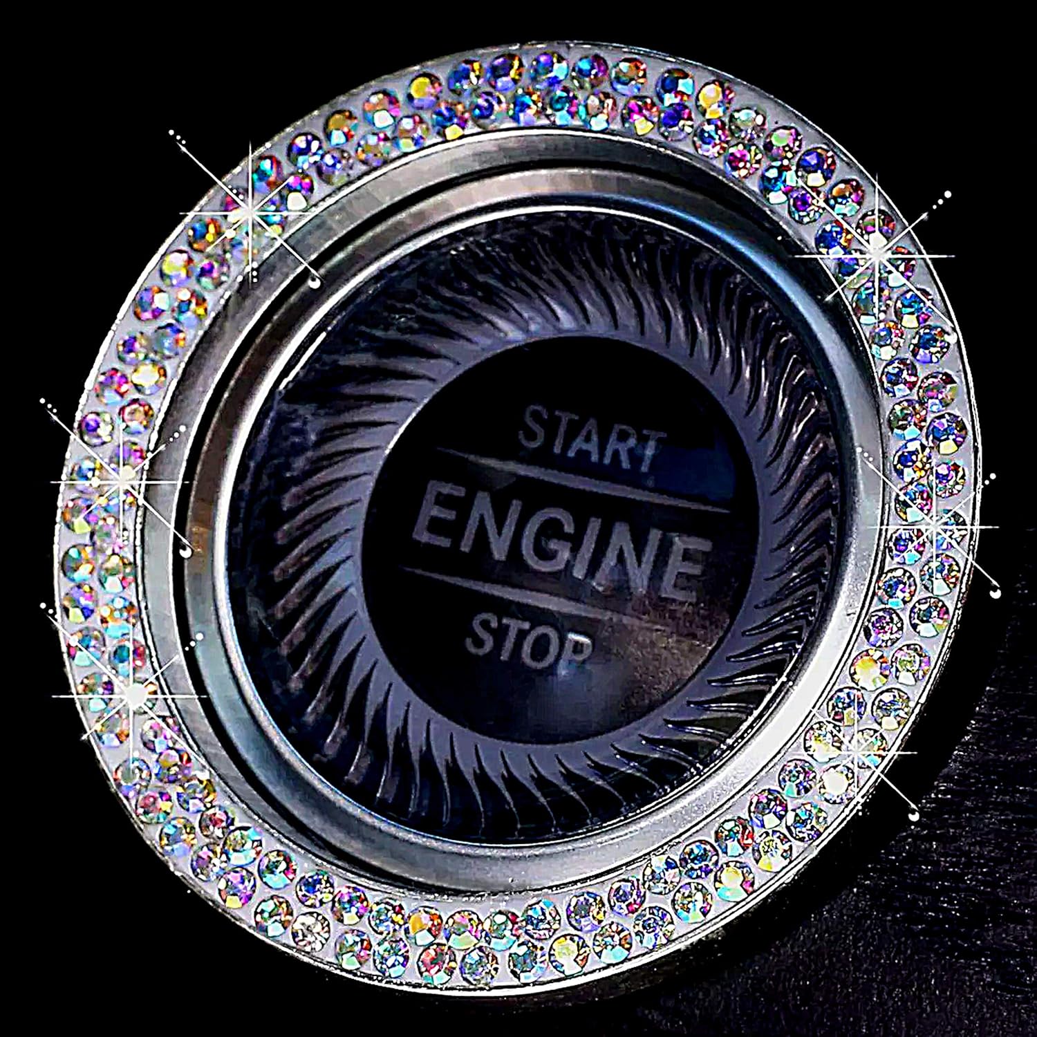 Rainbow Bright Bling Ring for Car Push Start Button Ring Accessories New 2020 Style