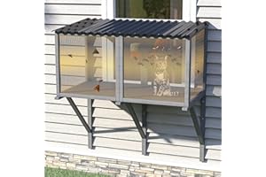 TIMHAKA Cat Catio with Mosquito-Proof Net, Cat Window Perch for Large Indoor Cats - for Sunbathing, Napping & Overlooking, Waterproof Window Box Enclosure for Safely Enjoying Outdoor Sights For Summer