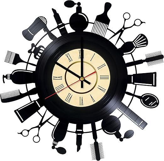 Amazon Com Stp Cat Hair Stylist Salon Vinyl Wall Clock Great