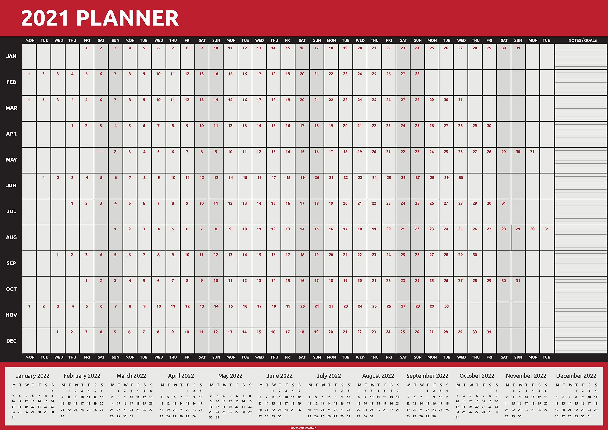 2021 Calendar A3 SizeYear Wall Planner Jan to Dec Academic Home Office Work Student Family Planner Boys Girls Kids & Children Home & Office