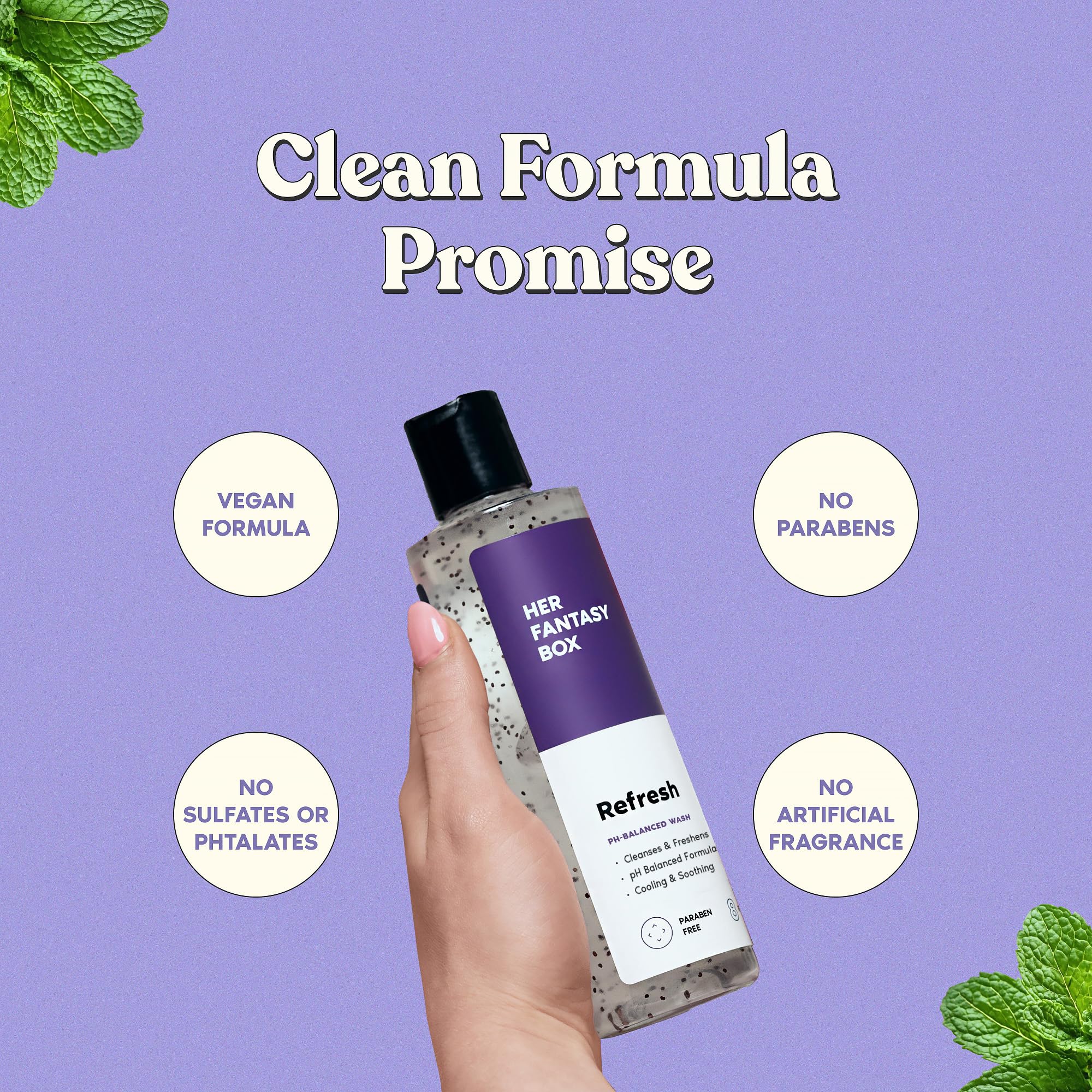 Her Fantasy Box | Refresh pH Balancing Shower Gel - Natural Feminine Hygiene Solution for Gentle Cleansing, Odor Control, and Skin Nourishment - pH-Balanced Formula for All Skin Types (8 oz)