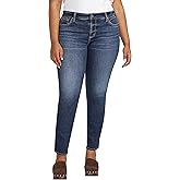 Silver Jeans Co. Women's Plus Size Elyse Mid Rise Comfort Fit Straight Leg Jeans, Med Wash ECF335, 16 Plus Tall