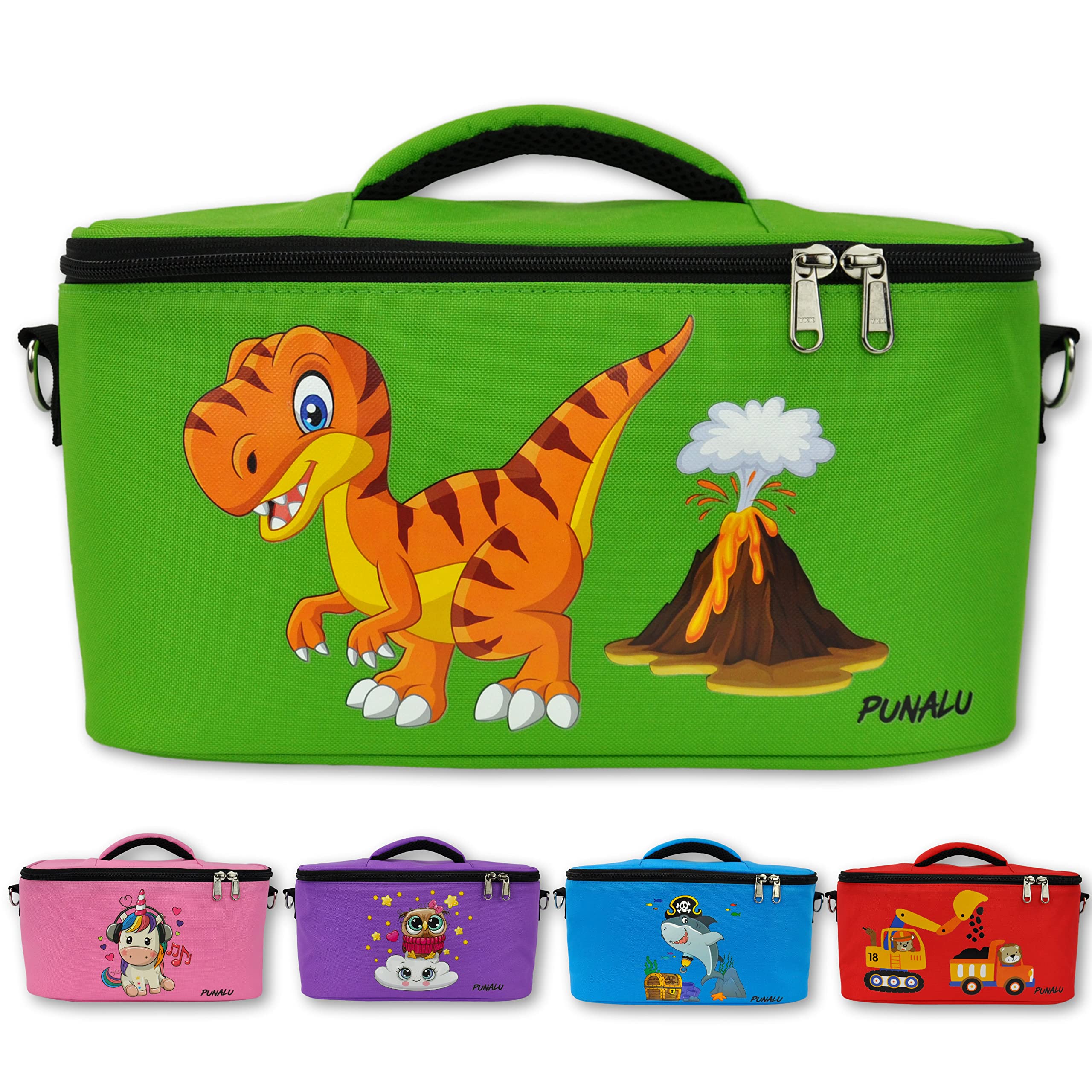 PUNALU Case for Toniebox, Space for 30 Tonies, Charger and Headphones Toniebox Bag (Dinosaur Green) โ image 1