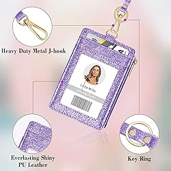 ID Badge Holder with Lanyard, Vertical Bling Shiny