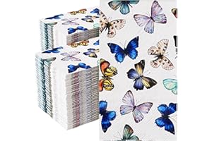 Trendables 200-Pack Butterfly Napkins, Disposable Dinner Napkins with Butterfly Design, 2-Ply Paper Napkins for Tea Party, Ba