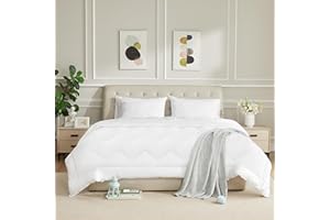 HOMTEC Duvet Insert Cotton Comforter Twin Size White Down Alternative Duvet Insert 100% Cotton Shell Quilted Fluffy Comforter Lightweight All Season 4 Corner Tabs Durable Breathable Noiseless