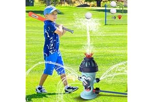 FLYBAKIZ Cute Fire Sprinkler Water Toys for Kids with Baseball Game Set,Summer Outdoor Kids Play Equipment with 2 Balls, Kids Sprinklers for Yard,Water Spray Sprinkler for Kids Boys & Girls Age 3+ Years (A)