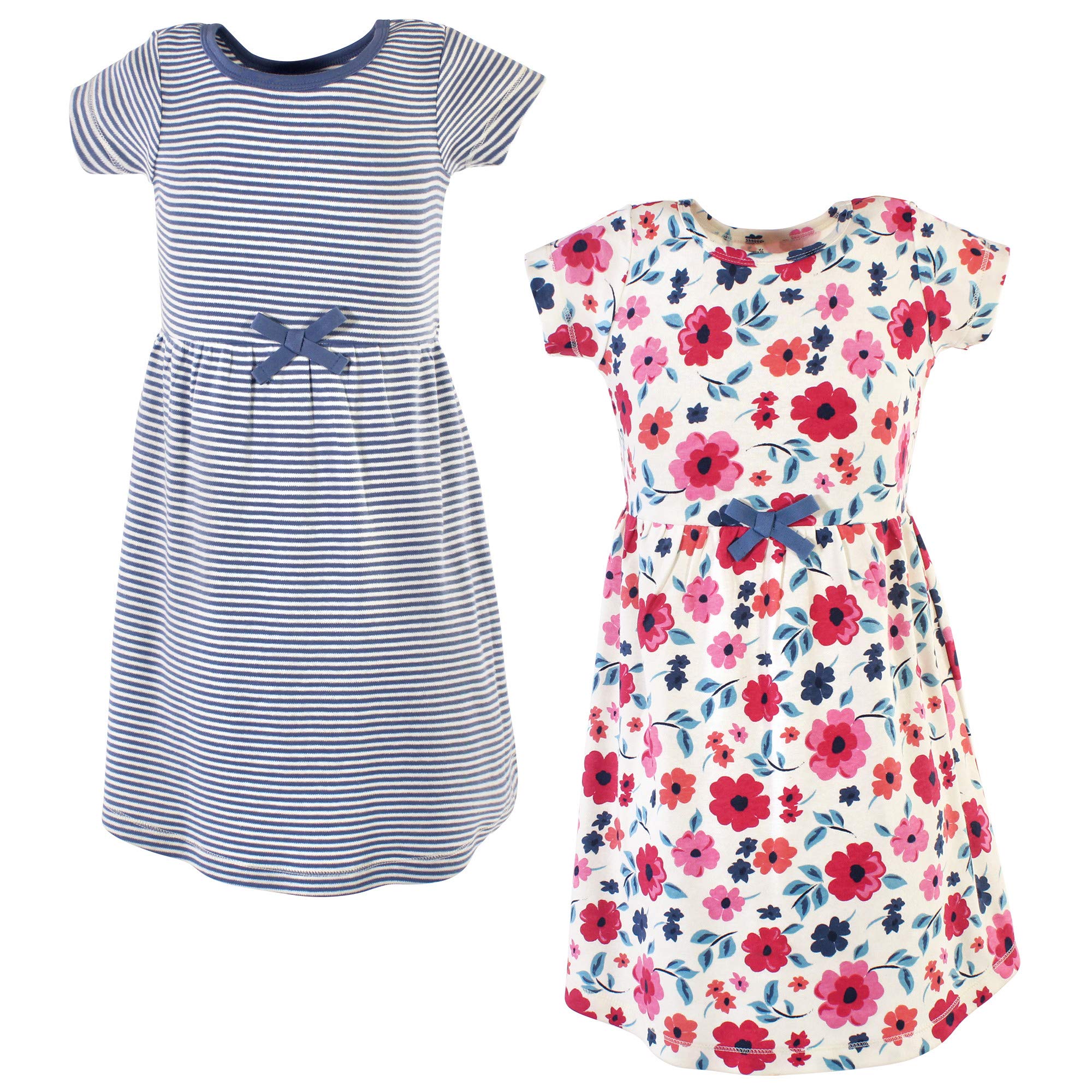 Touched by Nature Girls, Toddler, Baby and Womens Organic Cotton Short-Sleeve and Long-Sleeve Dresses, Garden Floral Short Sleeve, 8 Years