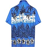 LA LEELA Men's Hawaii Shirt Button Down