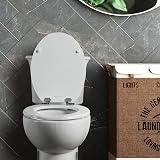 Angel Shield White Wooden Toilet Seat with Adjustable Soft Close Hinges view 8