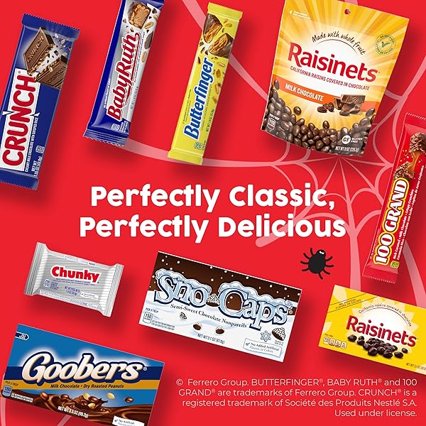 BUTTERFINGER, CRUNCH, BABY RUTH, 100 GRAND, KINDER BUENO, KINDER CHOCOLATE, MINIS FUN SIZE CANDY BARS, 90 COUNT, 25.9 OZ
