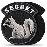 Secret Squirrel Patch for Tactical Gear - Military Morale Patches | Funny Black Embroidered Applique with Hook and Loop Fitting for Jackets, Backpacks - Themed for Police, SWAT, Law Enforcement