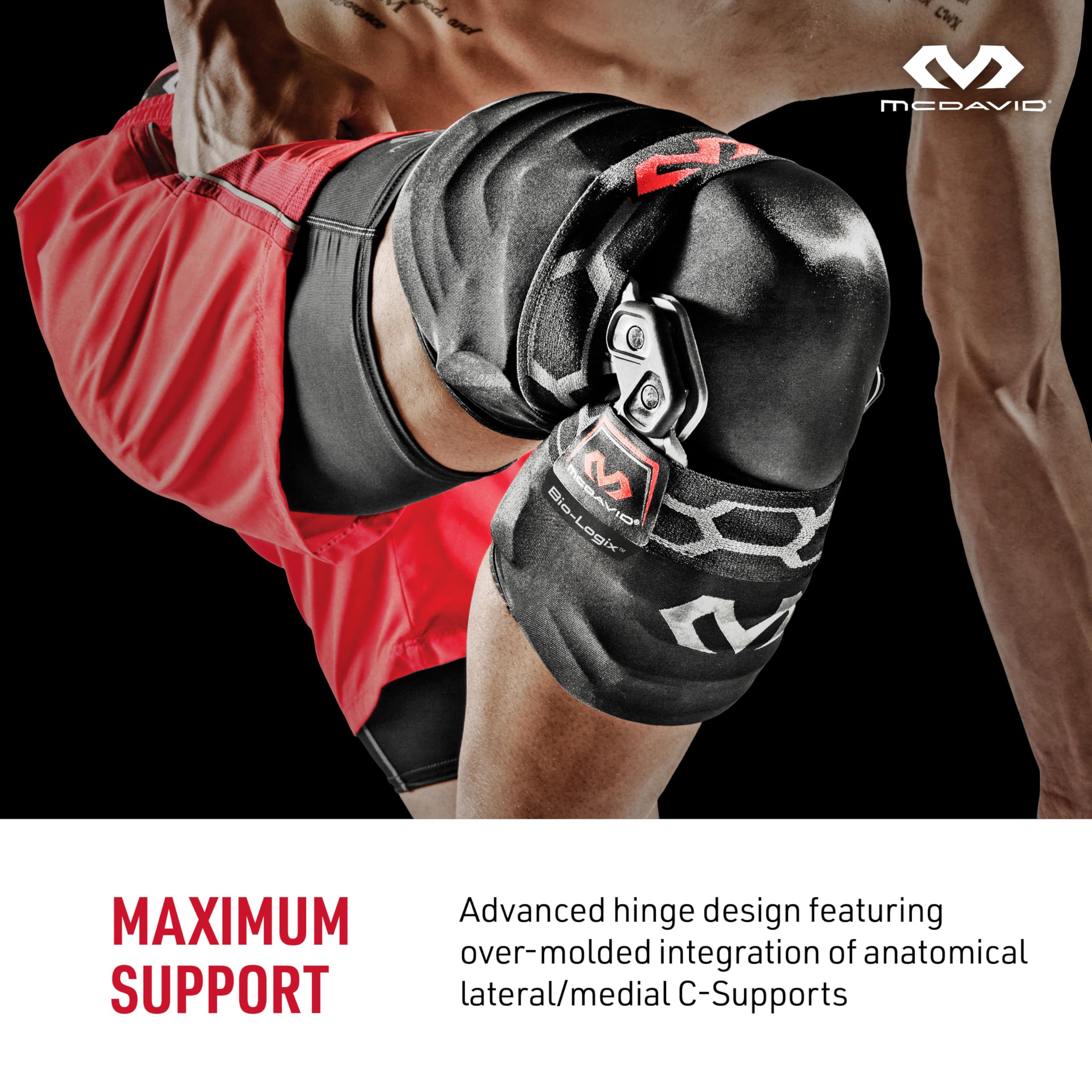 McDavid Knee Brace, Heavy Duty Hinged Knee Braces for Knee Pain, Instabilities, Ligament, ACL, MCL, PCL, Meniscus Injury, Pain Relief, Recovery, Preventive Hyperextension, Left or Right Side