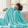 Bedsure Blue Fog Fleece Blanket for Couch - GentleSoft Cozy Soft Blankets for Women, Cute Small Throws for Girls, 60x80 Inches