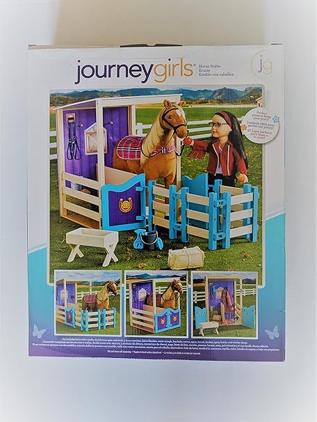 Amazon Journey Girls Horse Stable With 2 Stalls ダブルバーンゲートフェンスロック 馬は含まれません4 Sctions 馬とブランケット And Water Trough きせかえ人形 ハウス おもちゃ