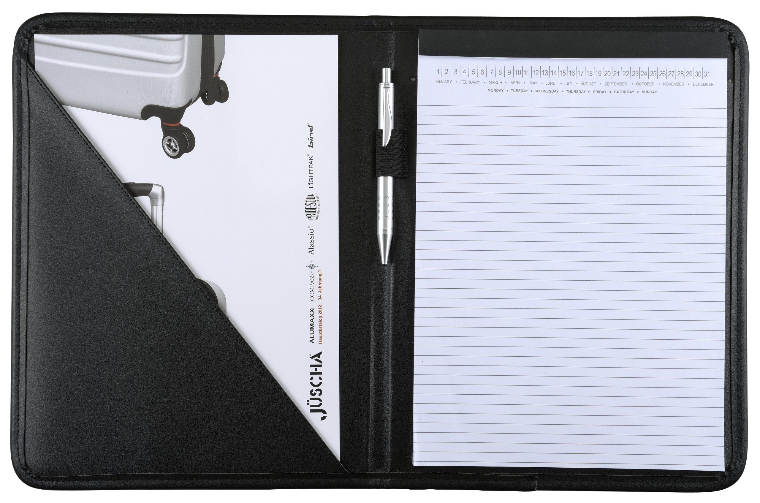 Alassio Savona 30099 Writing Case in DIN A4 Format Business Folder Made of Finetouch Imitation Leather Document Folder in Black, Folder Approx. 31 x 24 x 1.5 cm
