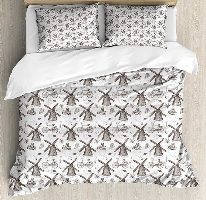 Ambesonne Dutch Duvet Cover Set, Traditional Netherlands