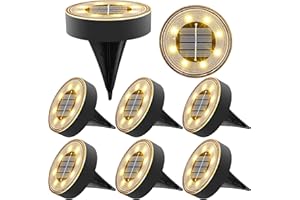 Joomer Solar Ground Lights, 8 Pack 8 LED Solar Lights Outdoor IP68 Waterproof Solar Disc Lights In-Ground Landscape Lighting Outdoor Lights for Patio Pathway Lawn Yard Driveway Walkway (Warm White)