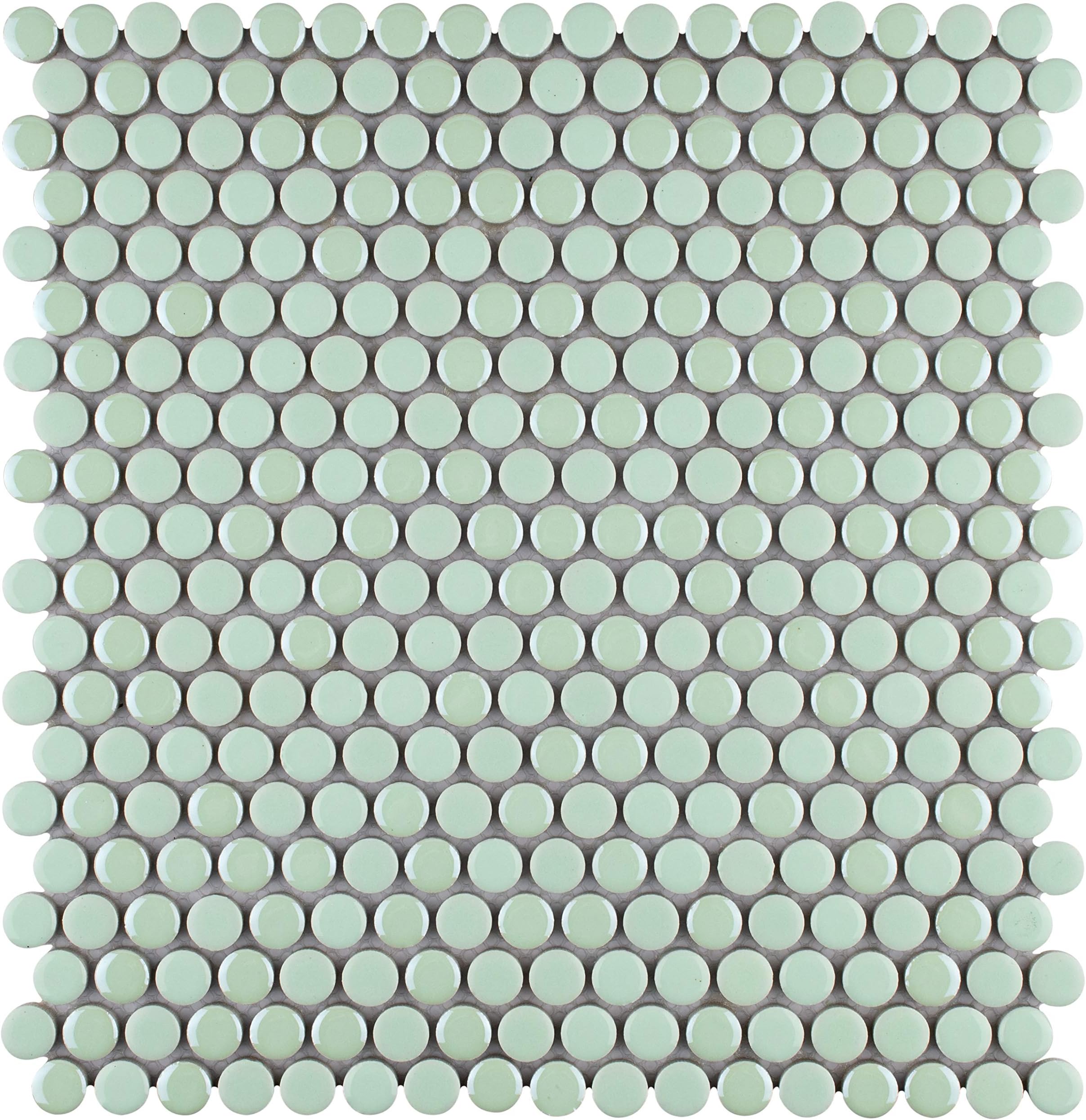 SomerTile WSHGPRMT Ursa Penny Round Porcelain Wall Tile, 11.25" x 11.75", Mint Green