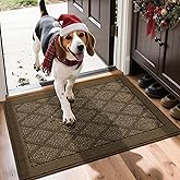 COSY HOMEER Non-Slip Door Mat 20"x32", Entryway Rugs Low Profile Absorbent Dirt Trapper Doormat for Front Entrance, Washable Polypropylene Entry Mat (Dark Brown)