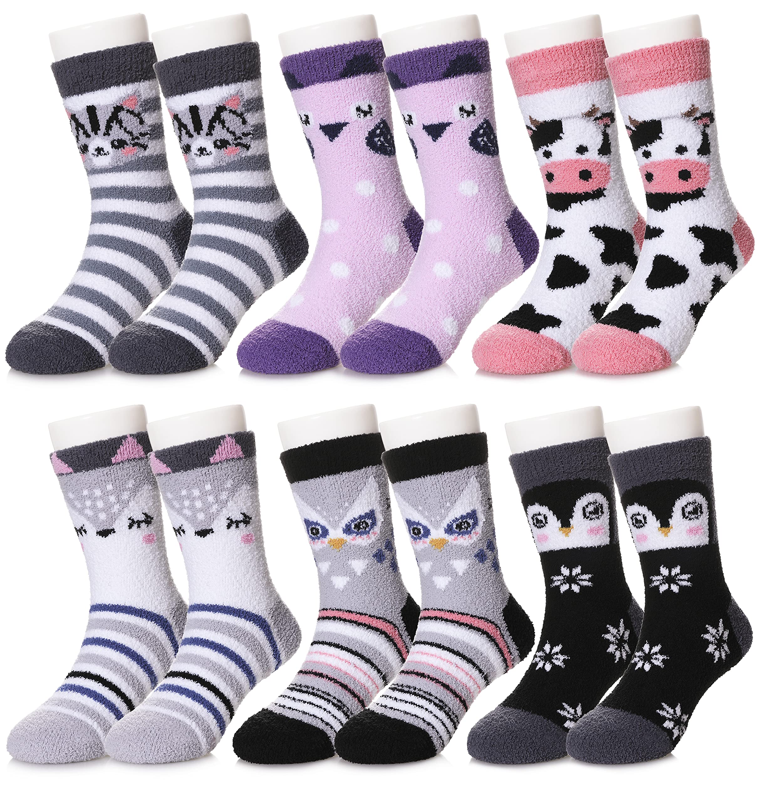 Kids Non Slip Fuzzy Socks Toddlers Boys Girls with Grips Anti-Slip