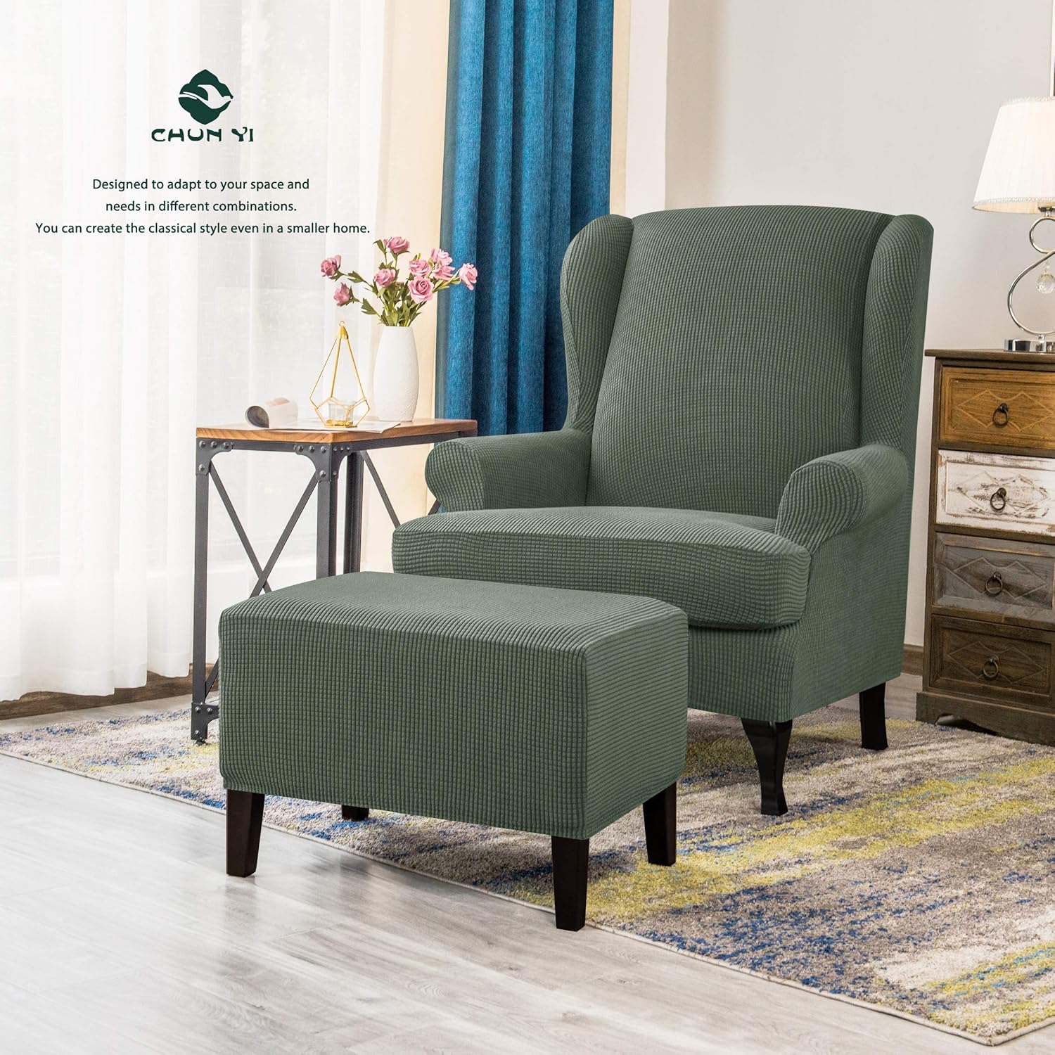 Wing Back Wingback Armchair Chair Slipcovers with Arms Spandex Fabric