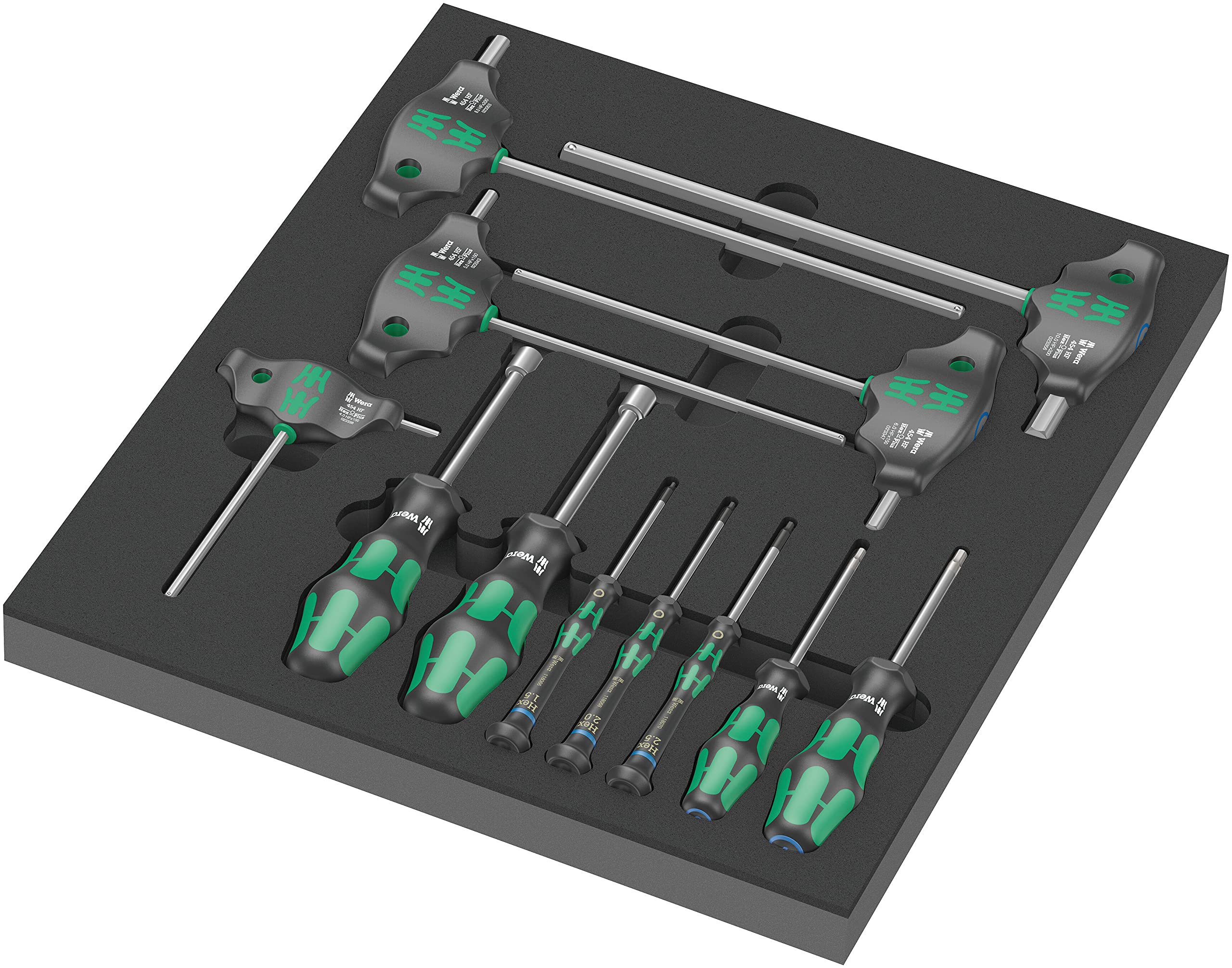 Wera 05150104001 9713 Foam Insert Hex Screwdriver Set 1, 12 Pieces, Black-green — image 1