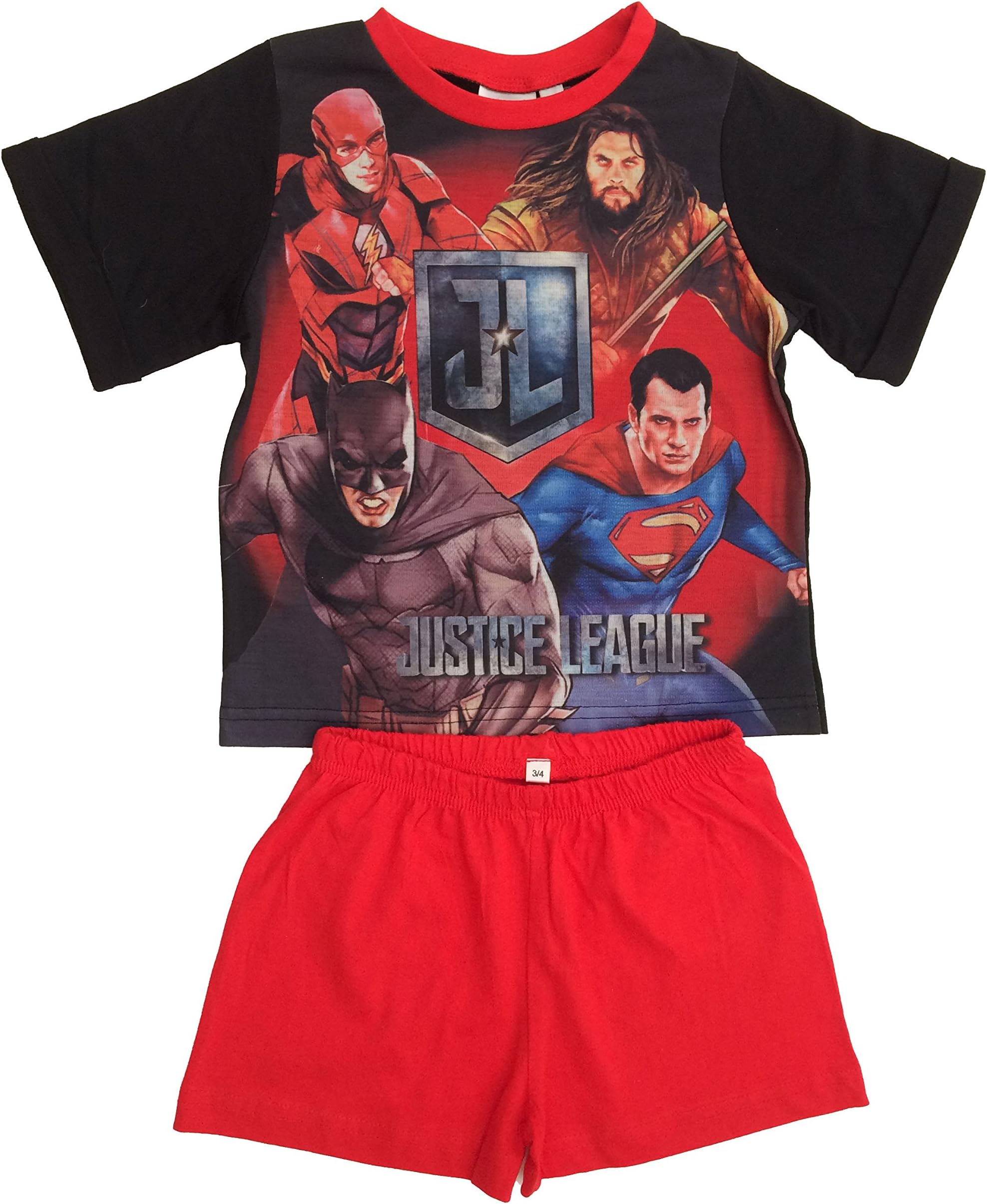 Justice League DC Comics Superman, Batman, Flash and Aquaman Boys Pyjamas Short Pjs Ages 3 to 10 Years