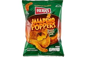 HERR'S Herr’s Jalapeno Poppers Flavored Cheese Curls, Made with Cheddar Cheese, Gluten Free Snacks, 7 Ounce (Pack of 3)
